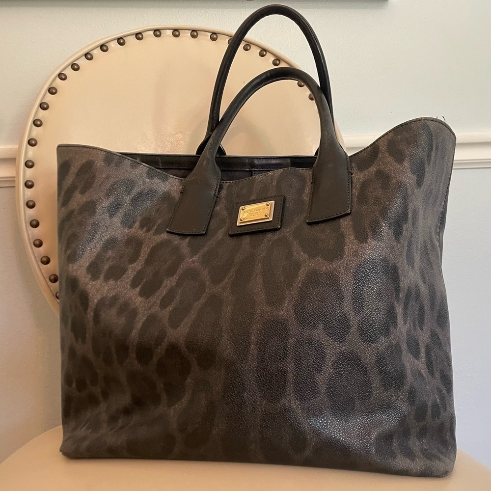 Dolce & Gabbana Black and Gray Leopard Tote